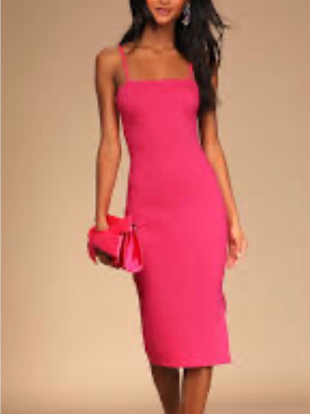 Lulu's Hot Pink Strappy Midi Dress